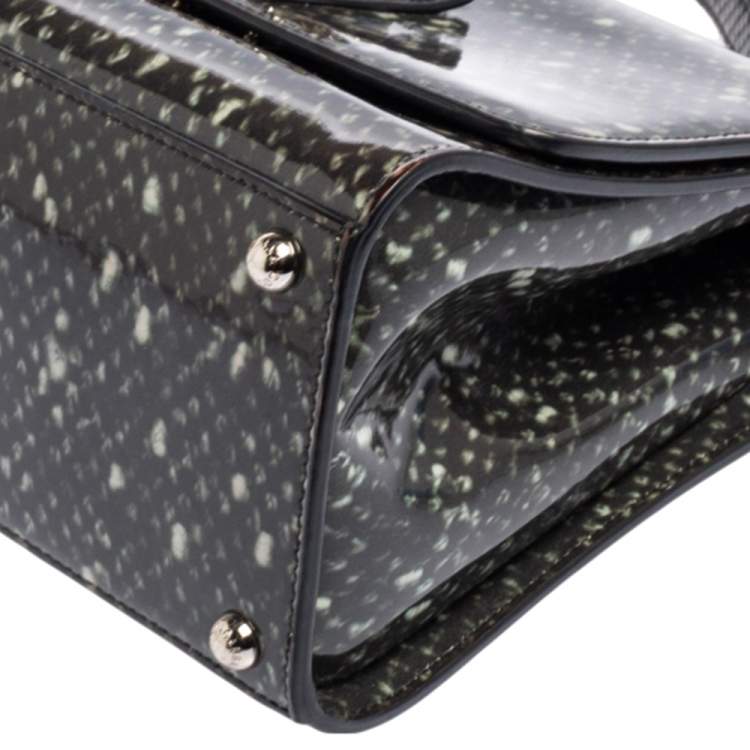 Pre Owned Dolce & Gabbana Black Printed PVC and Snakeskin Small Miss Monica Top Handle Bag