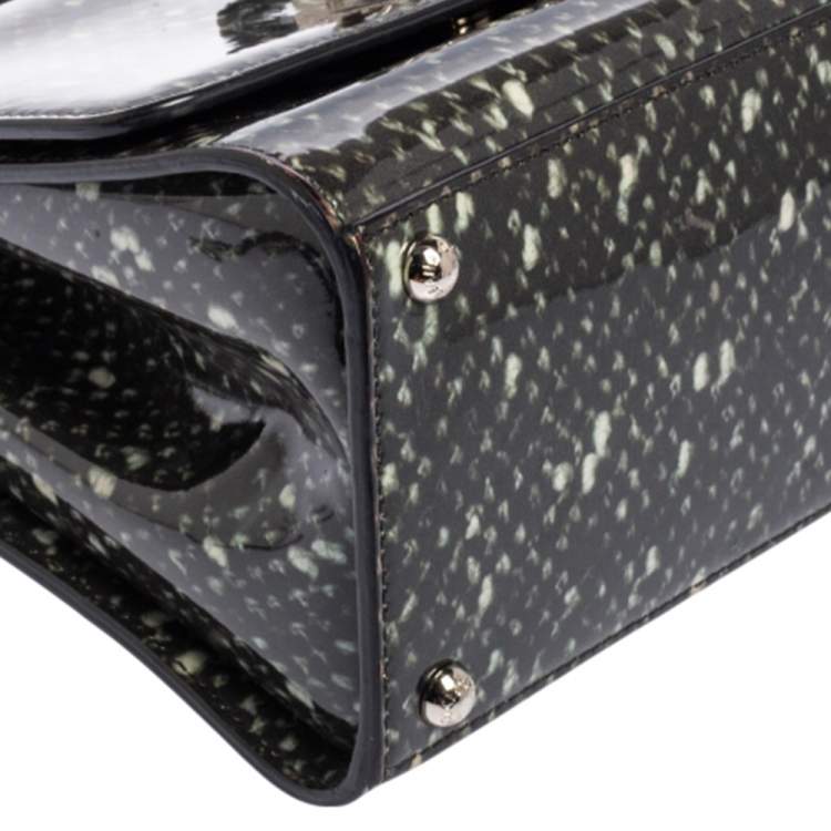 Pre Owned Dolce & Gabbana Black Printed PVC and Snakeskin Small Miss Monica Top Handle Bag