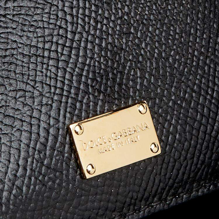 Pre Owned Dolce & Gabbana Black Floral Print Leather Miss Sicily Top Handle Bag
