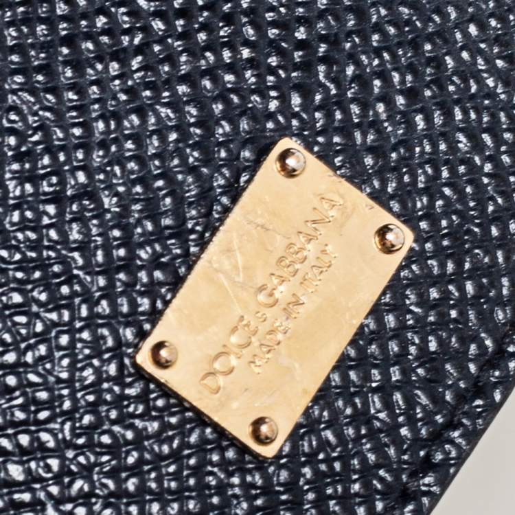 Pre Owned Dolce & Gabbana Navy Blue Leather Small Miss Sicily Top Handle Bag
