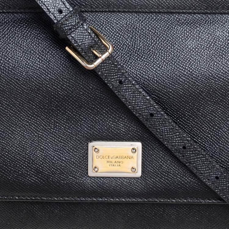 Pre Owned Dolce & Gabbana Black Leather Medium Miss Sicily Top Handle Bag