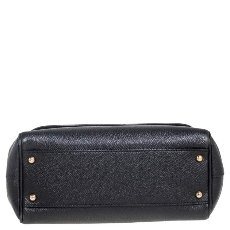 Pre Owned Dolce & Gabbana Black Leather Medium Miss Sicily Top Handle Bag