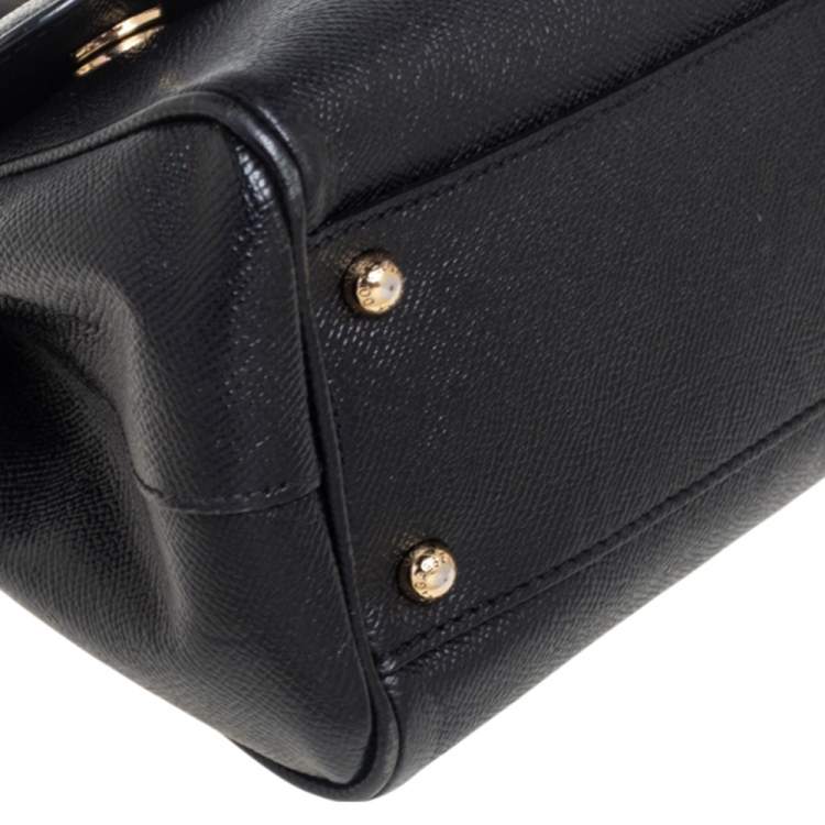Pre Owned Dolce & Gabbana Black Leather Medium Miss Sicily Top Handle Bag
