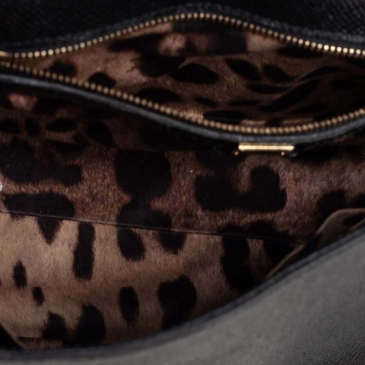 Pre Owned Dolce & Gabbana Black Leather Medium Miss Sicily Top Handle Bag