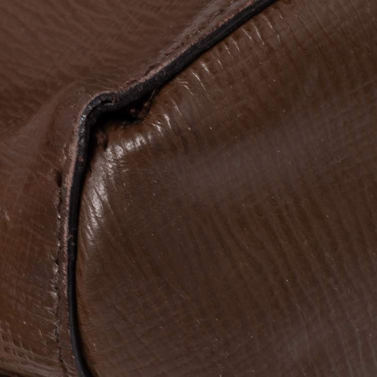 Pre Owned Dolce & Gabbana Brown Snakeskin and Leather Large Miss Sicily Top Handle Bag