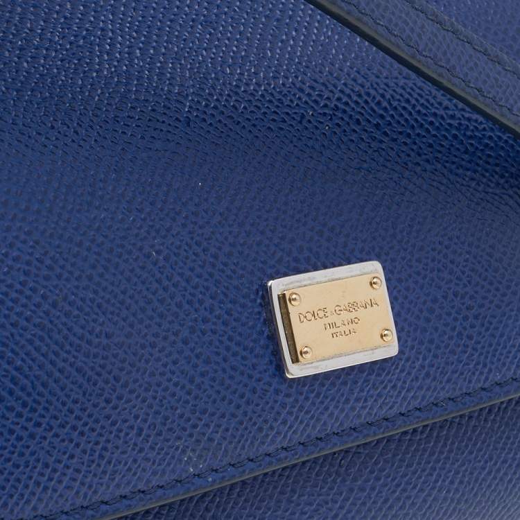 Pre Owned Dolce & Gabbana Blue Leather Micro Miss Sicily Top Handle Bag
