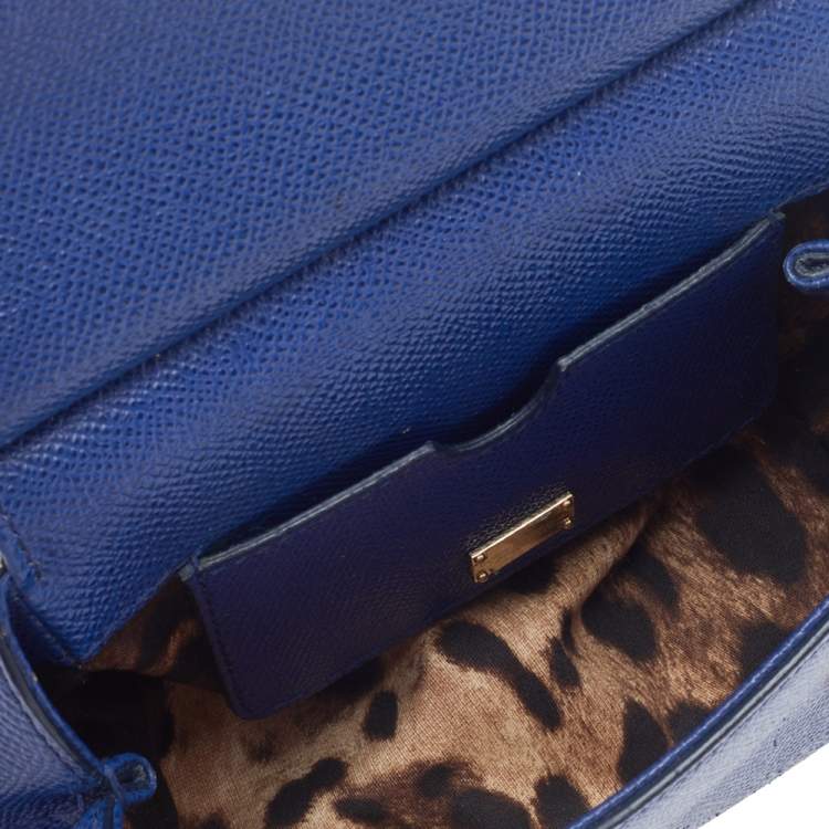 Pre Owned Dolce & Gabbana Blue Leather Micro Miss Sicily Top Handle Bag