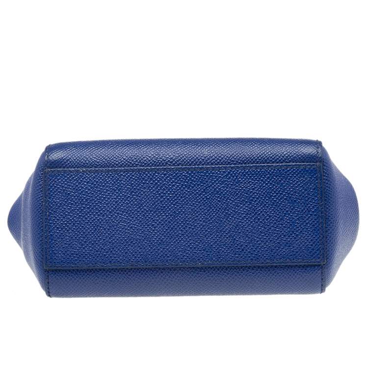 Pre Owned Dolce & Gabbana Blue Leather Micro Miss Sicily Top Handle Bag