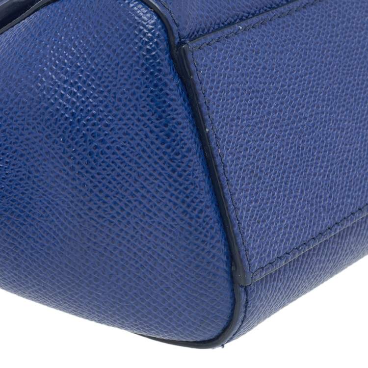 Pre Owned Dolce & Gabbana Blue Leather Micro Miss Sicily Top Handle Bag