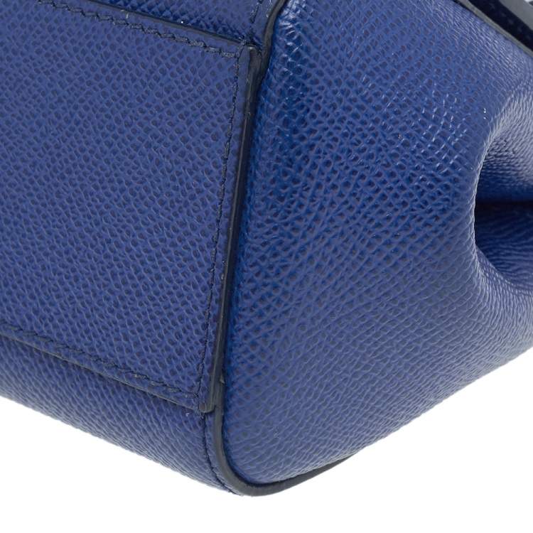 Pre Owned Dolce & Gabbana Blue Leather Micro Miss Sicily Top Handle Bag
