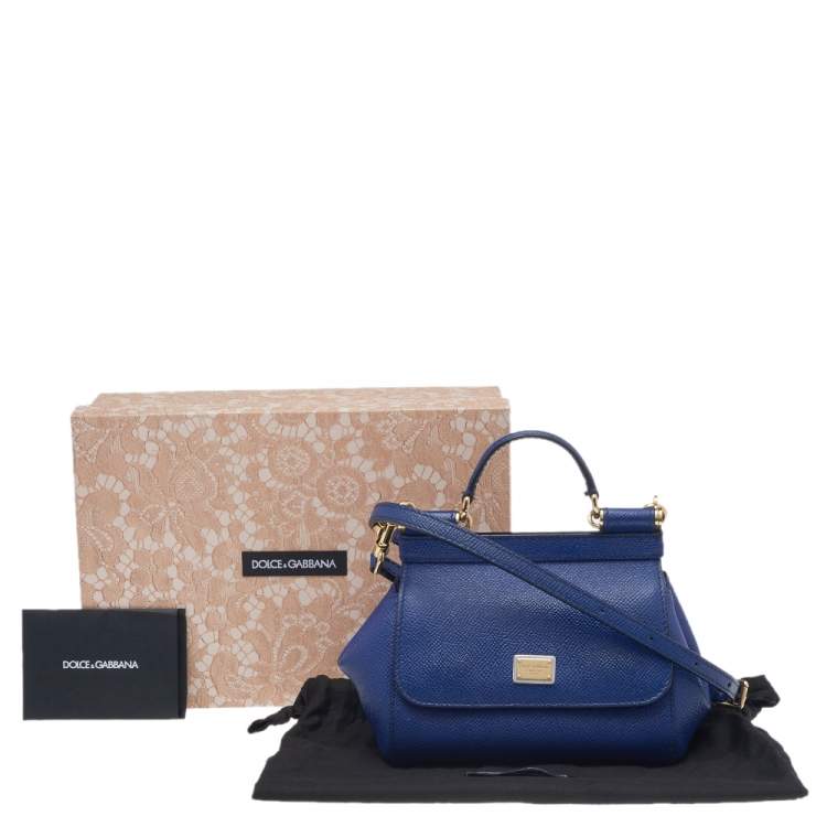 Pre Owned Dolce & Gabbana Blue Leather Micro Miss Sicily Top Handle Bag