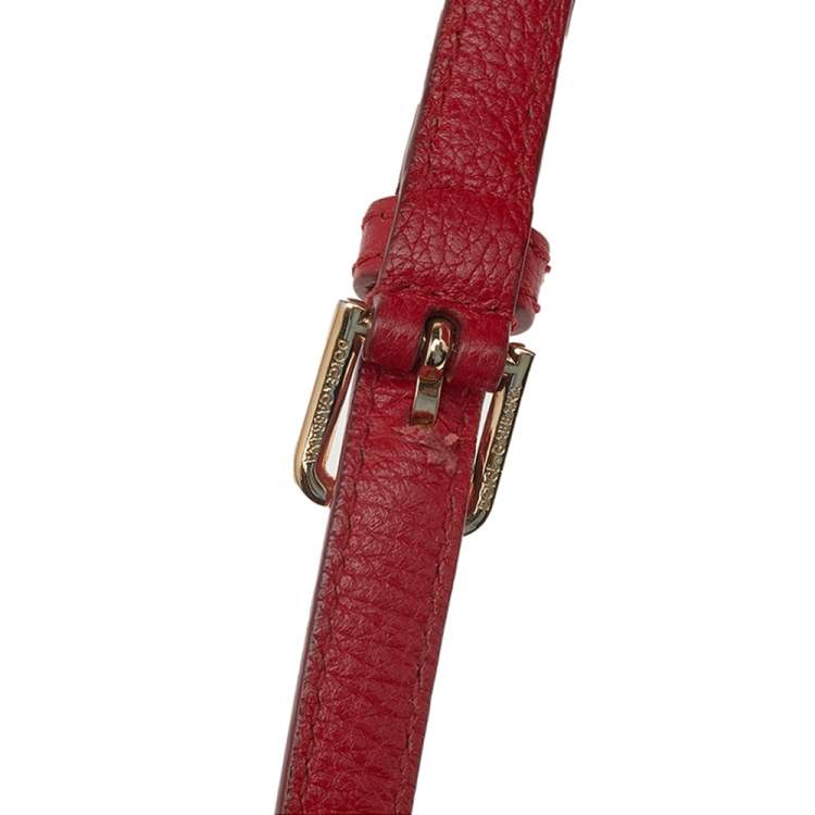 Pre Owned Dolce & Gabbana Red Leather Claudia Drawstring Bucket Bag