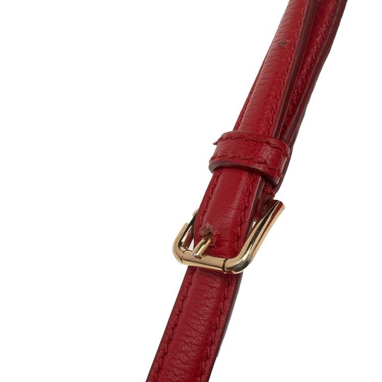 Pre Owned Dolce & Gabbana Red Leather Claudia Drawstring Bucket Bag