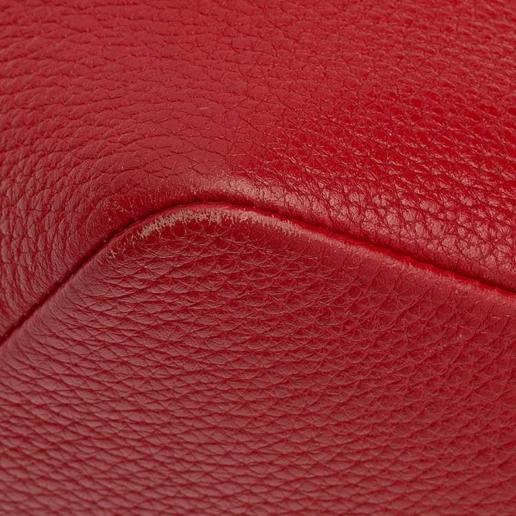 Pre Owned Dolce & Gabbana Red Leather Claudia Drawstring Bucket Bag