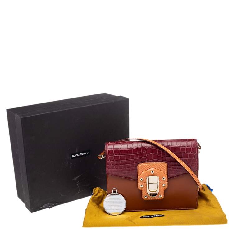 Pre Owned Dolce & Gabbana Multicolor Crocodile Leather And Python Lucia Shoulder Bag