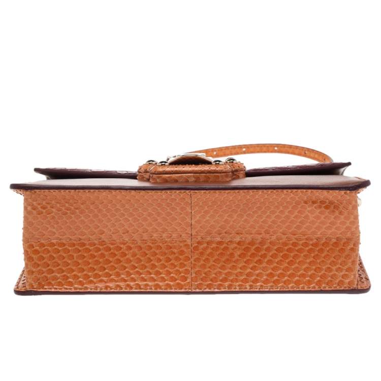 Pre Owned Dolce & Gabbana Multicolor Crocodile Leather And Python Lucia Shoulder Bag