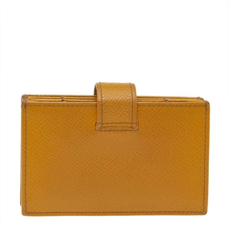 Pre Owned Dolce & Gabbana Yellow Leather Gusset Card Holder