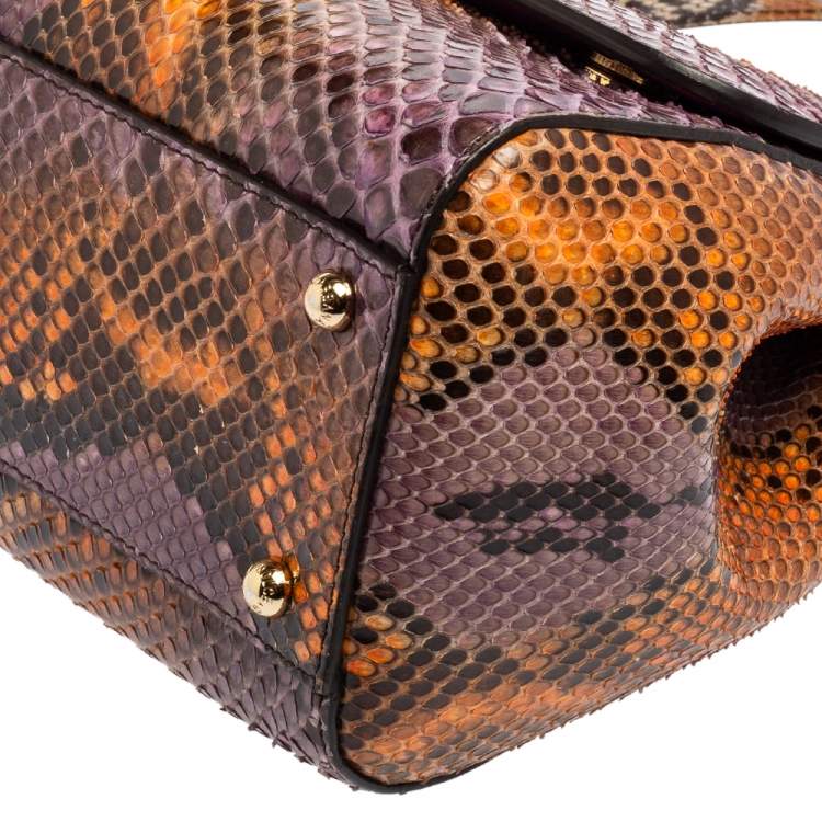 Pre Owned Dolce & Gabbana Multicolor Python Medium Miss Sicily Top Handle Bag
