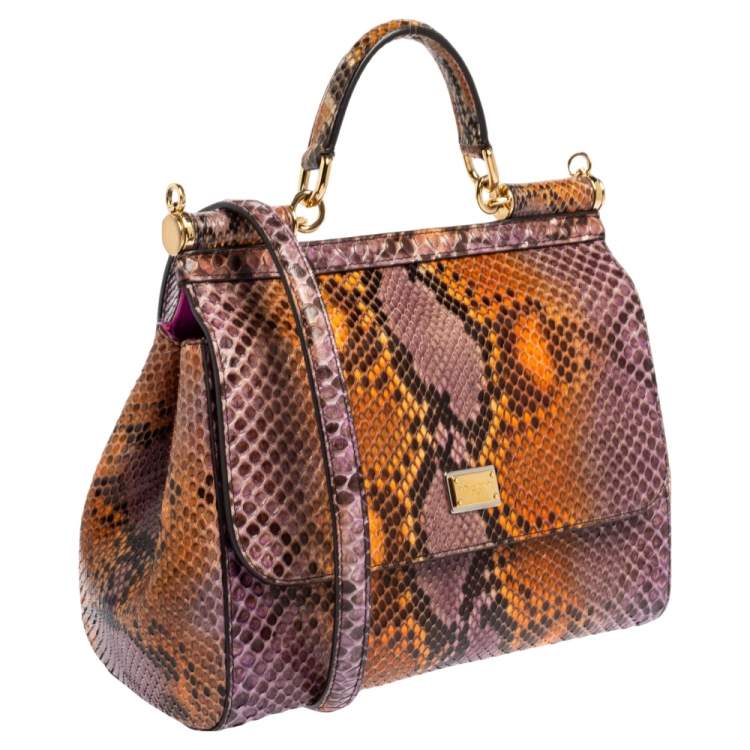 Pre Owned Dolce & Gabbana Multicolor Python Medium Miss Sicily Top Handle Bag