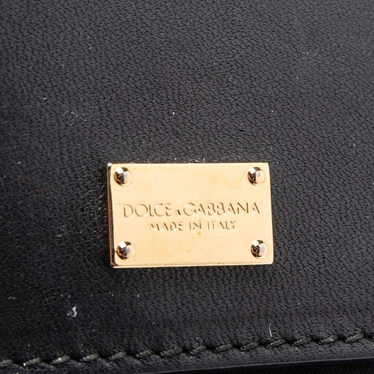 Pre Owned Dolce & Gabbana Black/Brown Leopard Print Coated Canvas Large Miss Sicily Top Handle Bag