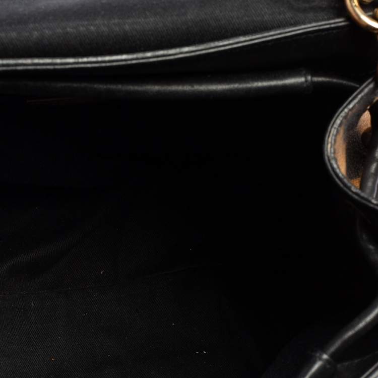 Pre Owned Dolce & Gabbana Black/Brown Leopard Print Coated Canvas and Leather Padlock Top Handle Bag