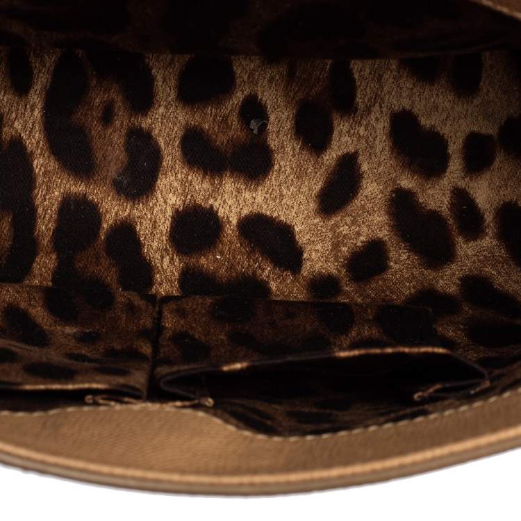 Pre Owned Dolce & Gabbana Beige Leather Large Miss Sicily Top Handle Bag