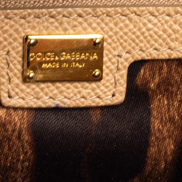 Pre Owned Dolce & Gabbana Beige Leather Large Miss Sicily Top Handle Bag