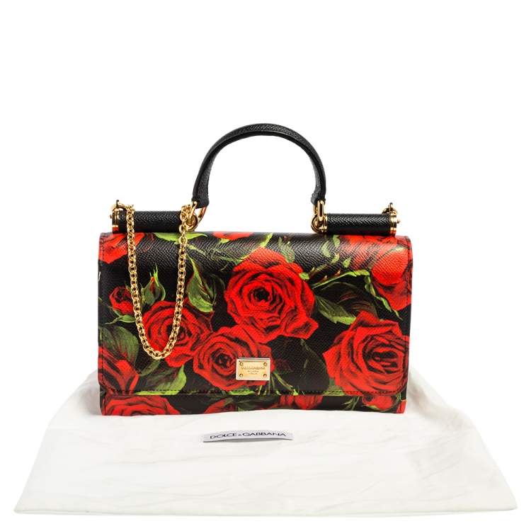 Pre Owned Dolce & Gabbana Multicolor Printed Leather Sicily Smart Gloss Wallet on Chain
