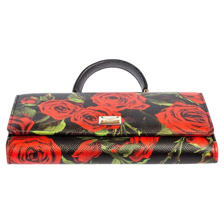 Pre Owned Dolce & Gabbana Multicolor Printed Leather Sicily Smart Gloss Wallet on Chain