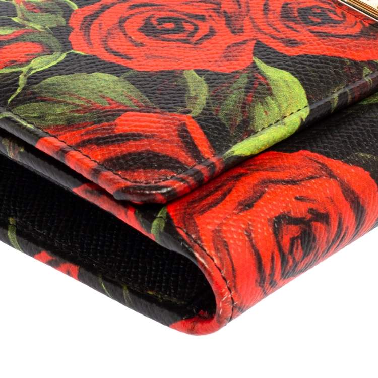 Pre Owned Dolce & Gabbana Multicolor Printed Leather Sicily Smart Gloss Wallet on Chain