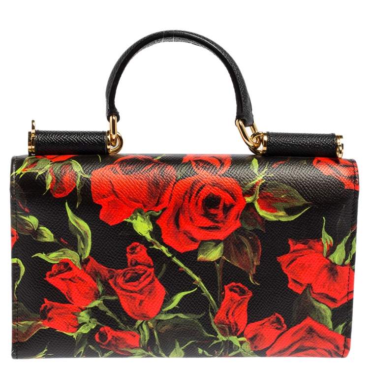 Pre Owned Dolce & Gabbana Multicolor Printed Leather Sicily Smart Gloss Wallet on Chain