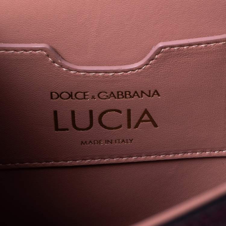 Pre Owned Dolce & Gabbana Burgundy Lizard Embossed Leather Medium Lucia Top Handle Bag