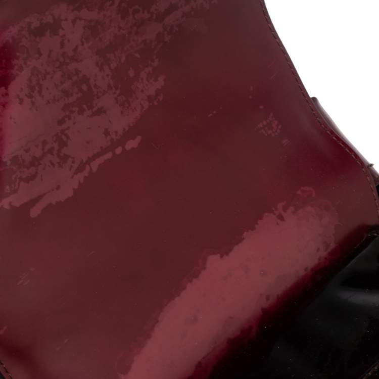 Pre Owned Dolce & Gabbana Burgundy Calfhair, Patent and Leather Miss Catch Top Handle Bag