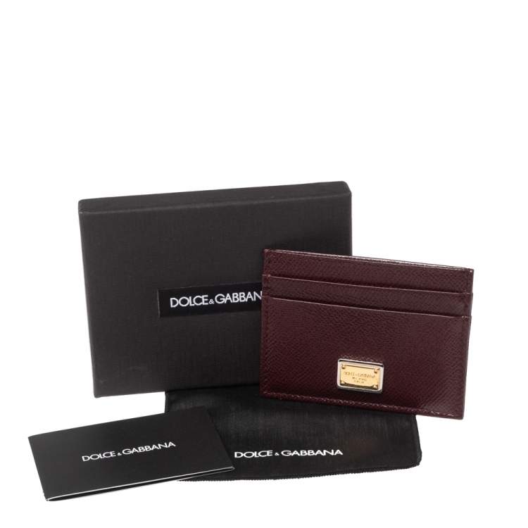 Pre Owned Dolce and Gabbana Burgundy Leather Card Holder