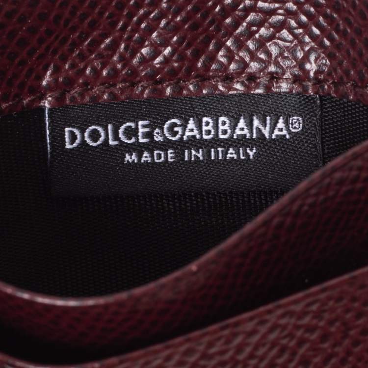 Pre Owned Dolce and Gabbana Burgundy Leather Card Holder
