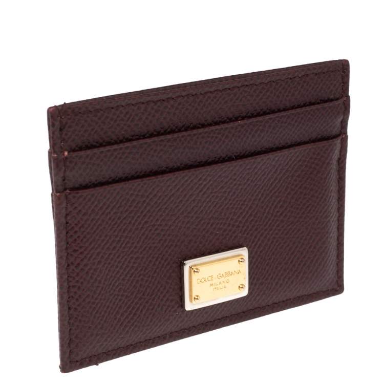 Pre Owned Dolce and Gabbana Burgundy Leather Card Holder