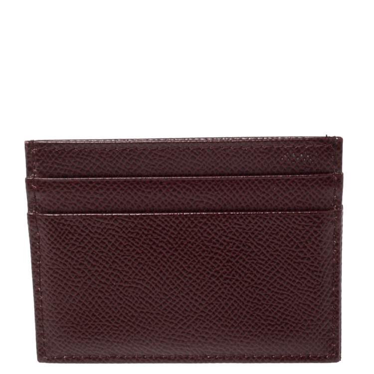 Pre Owned Dolce and Gabbana Burgundy Leather Card Holder
