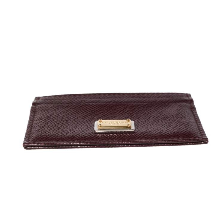Pre Owned Dolce and Gabbana Burgundy Leather Card Holder