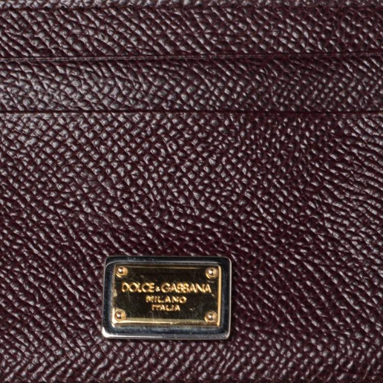 Pre Owned Dolce and Gabbana Burgundy Leather Card Holder