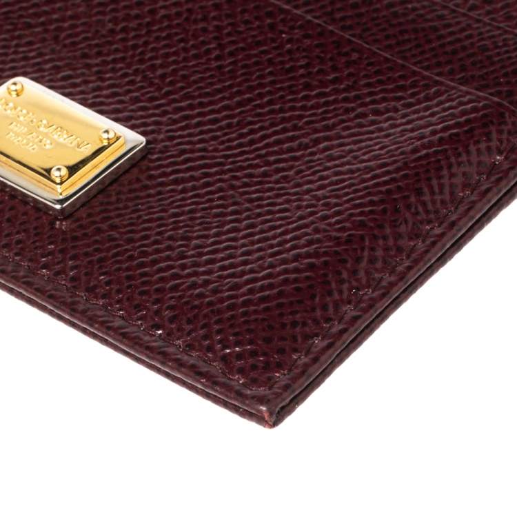 Pre Owned Dolce and Gabbana Burgundy Leather Card Holder