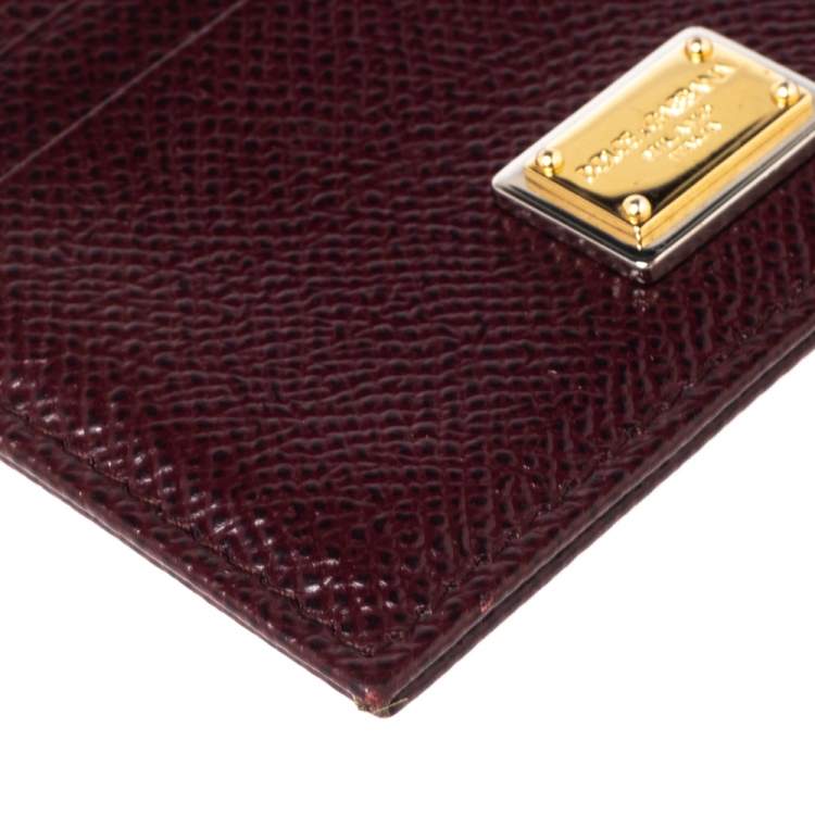 Pre Owned Dolce and Gabbana Burgundy Leather Card Holder