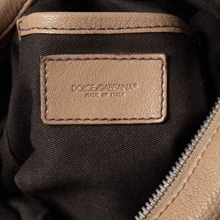 Pre Owned Dolce & Gabbana Beige Leather Miss Double Boston Bag