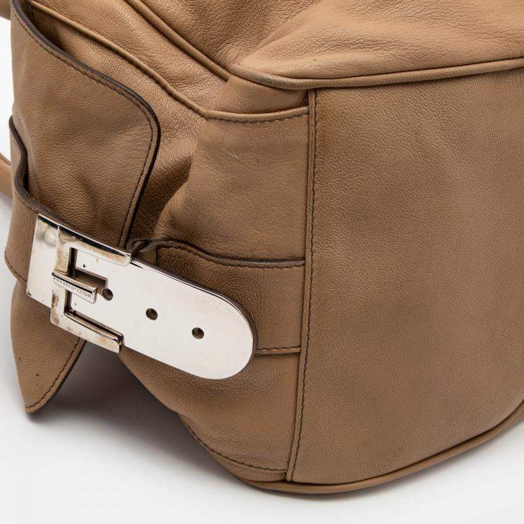Pre Owned Dolce & Gabbana Beige Leather Miss Double Boston Bag
