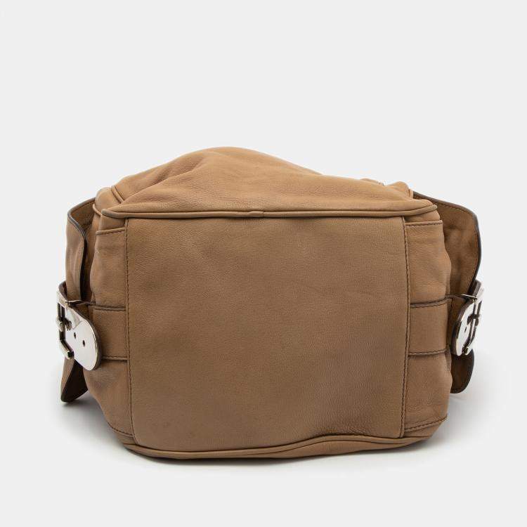 Pre Owned Dolce & Gabbana Beige Leather Miss Double Boston Bag