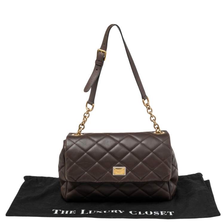Pre Owned Dolce & Gabbana Brown Quilted Leather Miss Kate Shoulder Bag