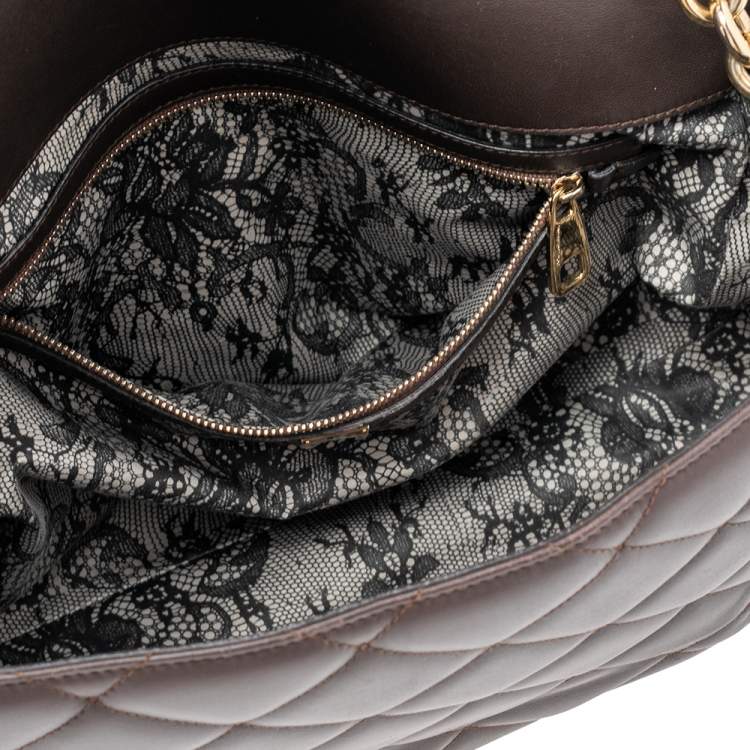 Pre Owned Dolce & Gabbana Brown Quilted Leather Miss Kate Shoulder Bag