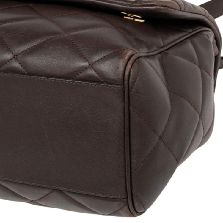 Pre Owned Dolce & Gabbana Brown Quilted Leather Miss Kate Shoulder Bag