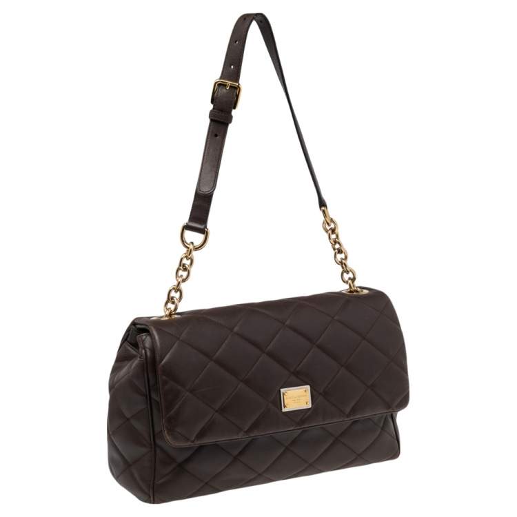 Pre Owned Dolce & Gabbana Brown Quilted Leather Miss Kate Shoulder Bag