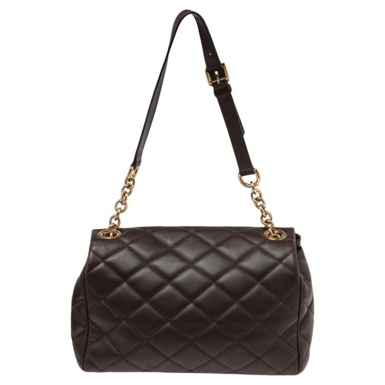 Pre Owned Dolce & Gabbana Brown Quilted Leather Miss Kate Shoulder Bag