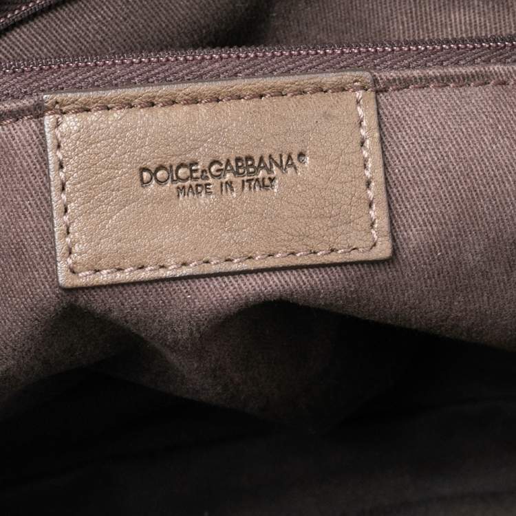 Pre Owned Dolce & Gabbana Olive Green Leather Tassel Satchel 